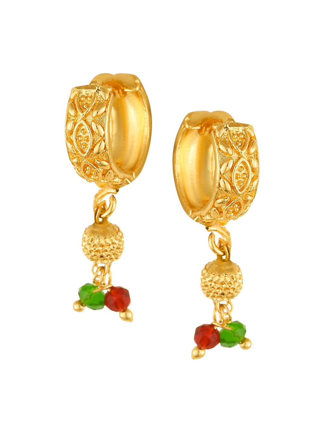 

Vighnaharta Gold-Plated Floral Hoop Earrings