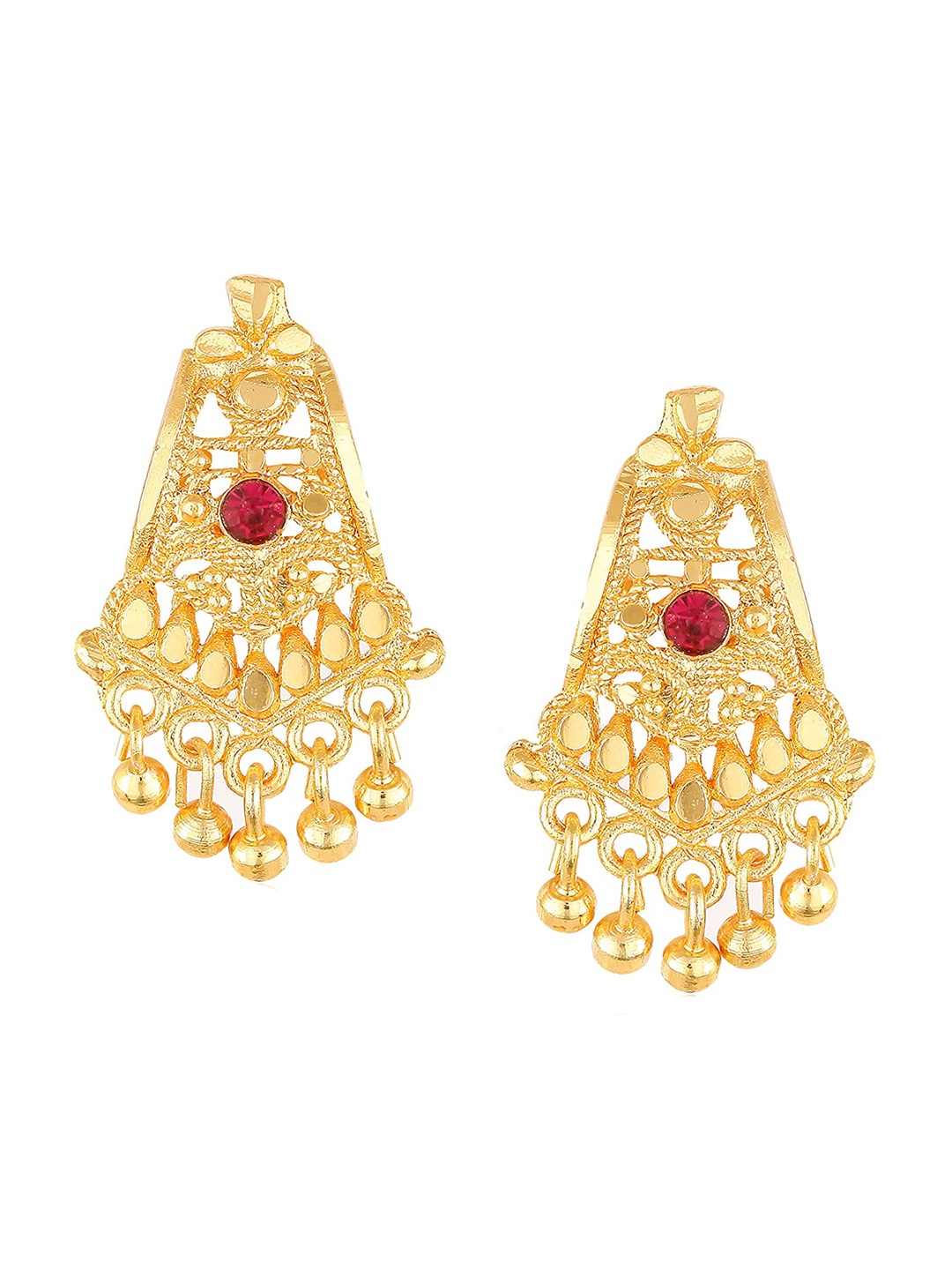 

Vighnaharta Gold-Plated Floral Drop Earrings