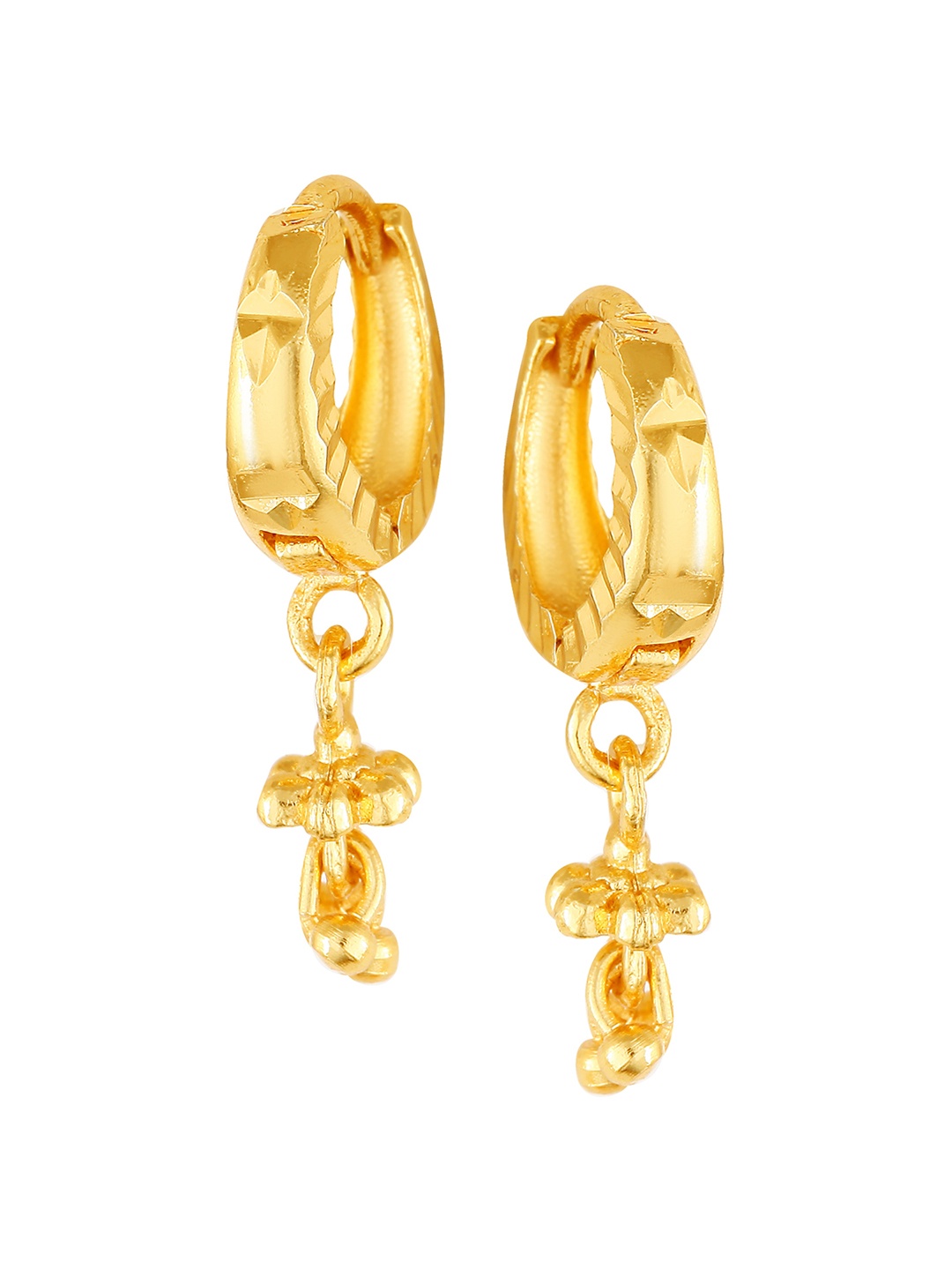 

Vighnaharta Gold-Toned Floral Hoop Earrings