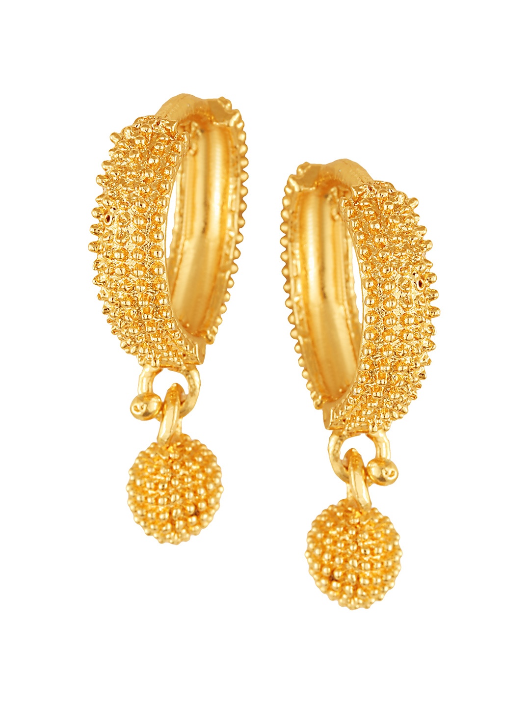 

Vighnaharta Gold-Toned Floral Hoop Earrings