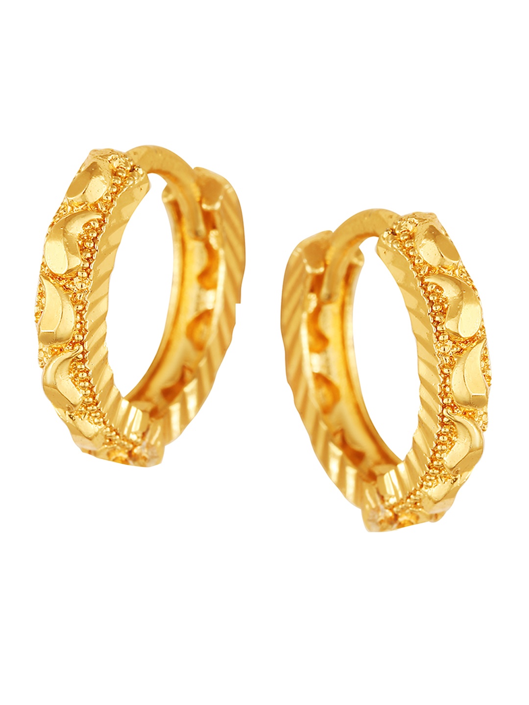 

Vighnaharta Gold-Plated Floral Hoop Earrings