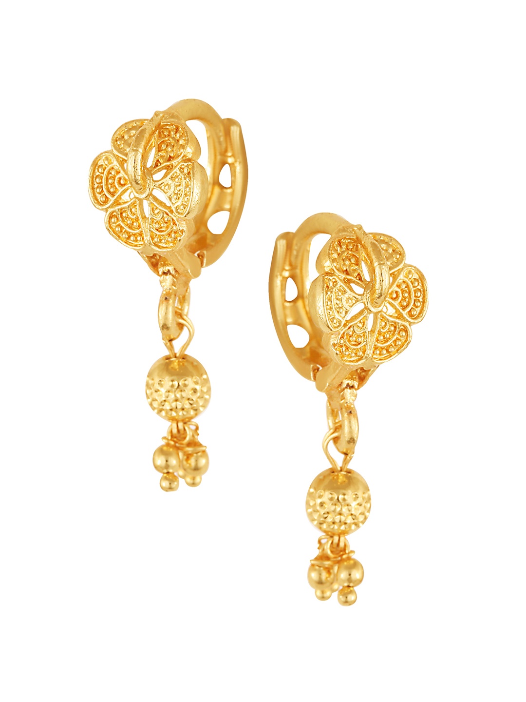 

Vighnaharta Gold-Toned Floral Jhumkas Earrings