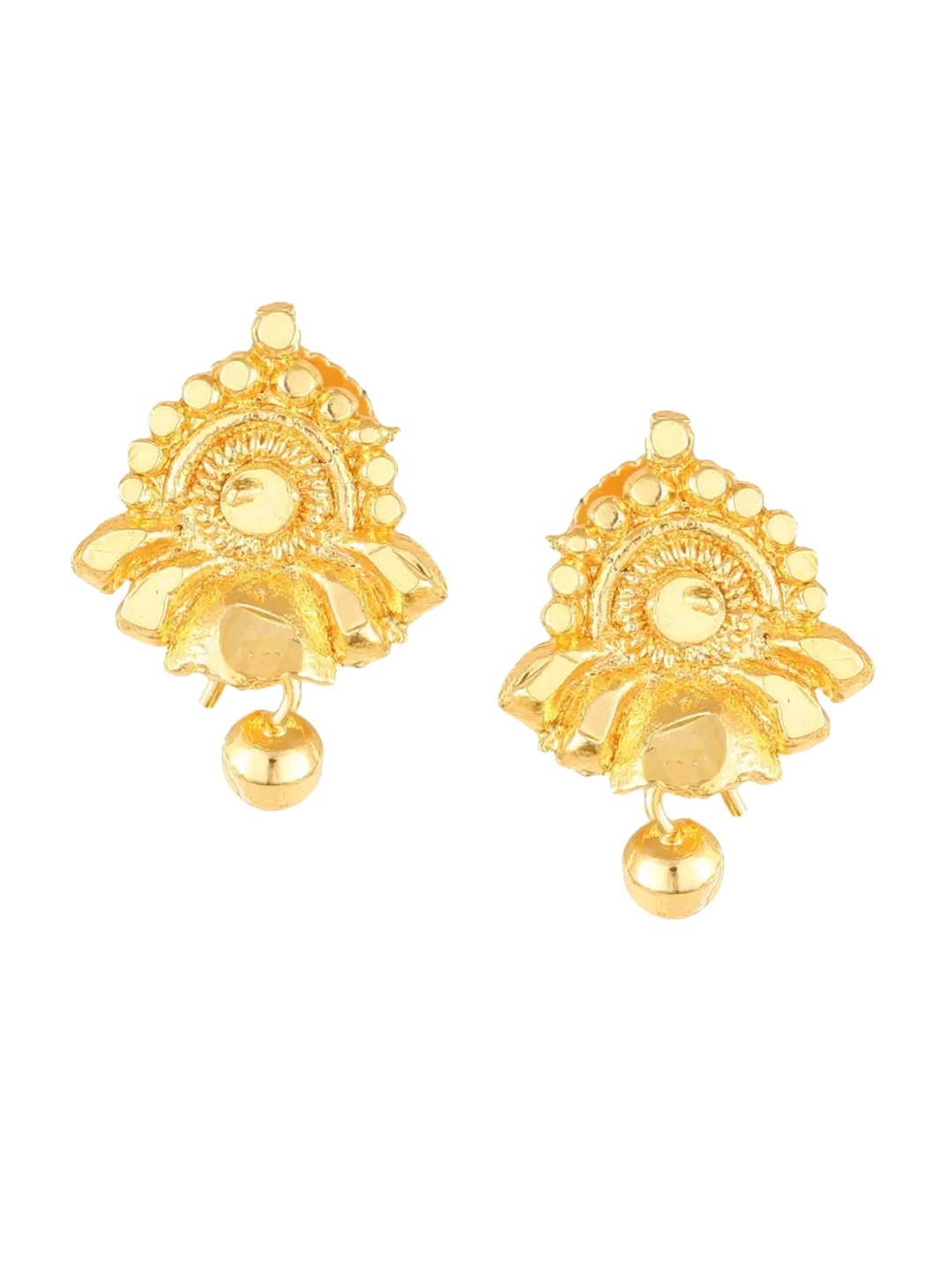 Vighnaharta Gold-Plated Floral Shaped Drop Earrings