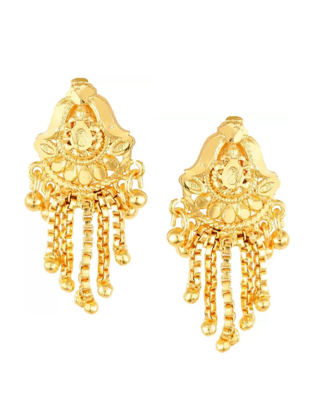 Vighnaharta Gold-Plated Floral Drop Earrings