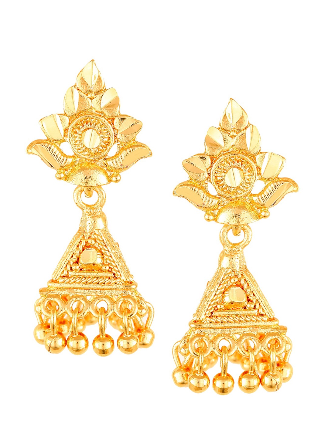 

Vighnaharta Gold-Plated Floral Jhumkas Earrings