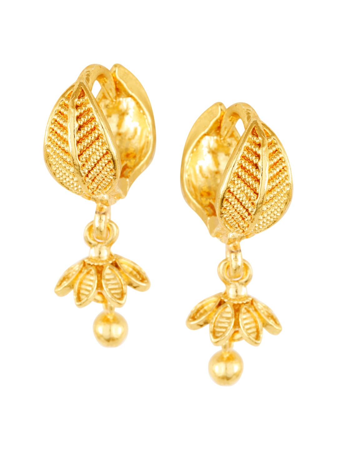 

Vighnaharta Gold-Plated Floral Shaped Drop Earrings