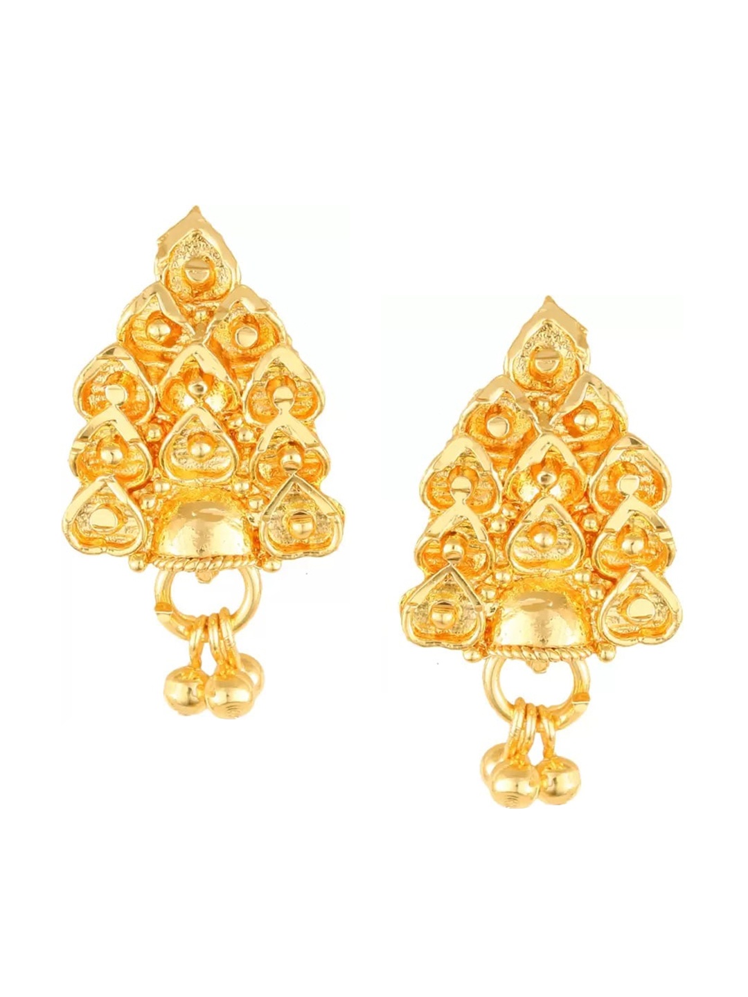 Vighnaharta Gold-Plated Floral Drop Earrings