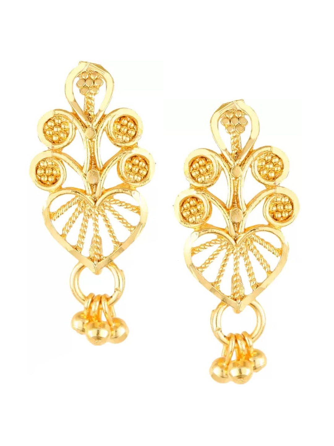 Vighnaharta Gold-Plated Floral Drop Earrings