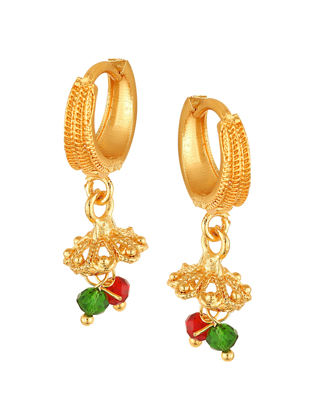 

Vighnaharta Gold-Toned Floral Hoop Earrings
