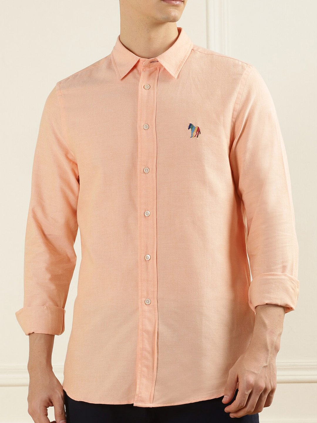

PS By Paul Smith Opaque Pure Cotton Casual Shirt, Orange