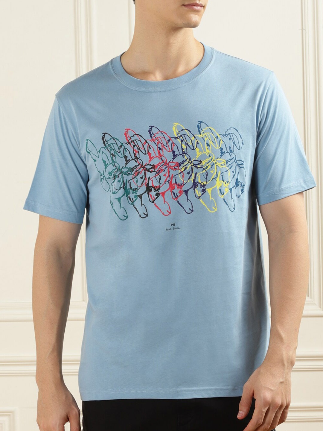 

PS By Paul Smith Abstract Printed Pure Cotton T-shirt, Blue