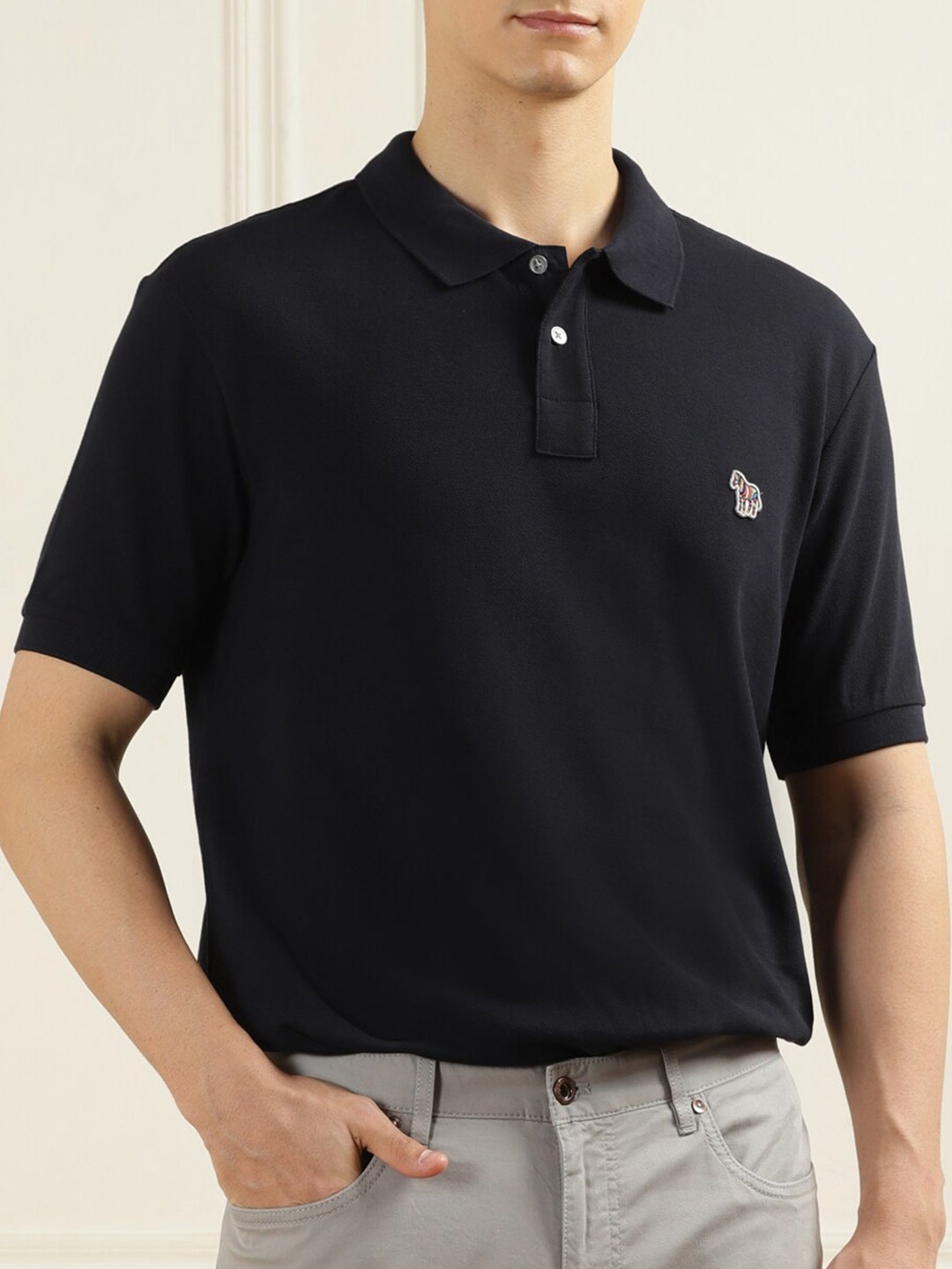 

PS By Paul Smith Polo Collar Pure Cotton T-shirt, Navy blue