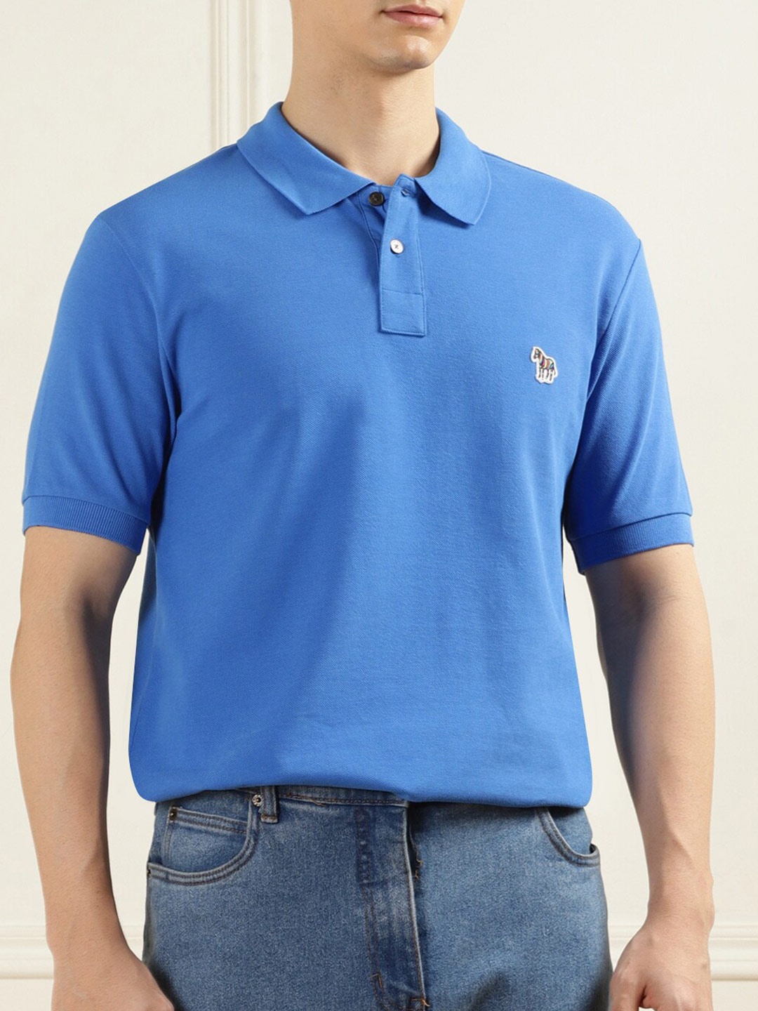 

PS By Paul Smith Polo Collar Pure Cotton T-shirt, Blue