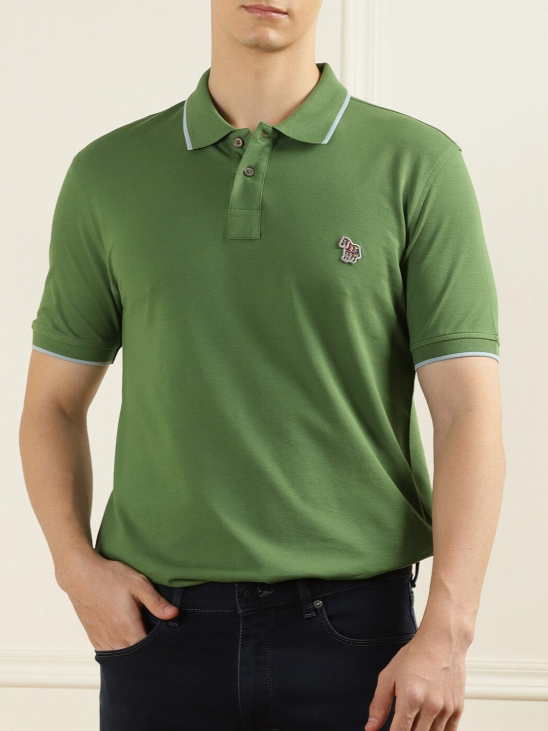 

PS By Paul Smith Polo Collar Pure Cotton T-shirt, Green