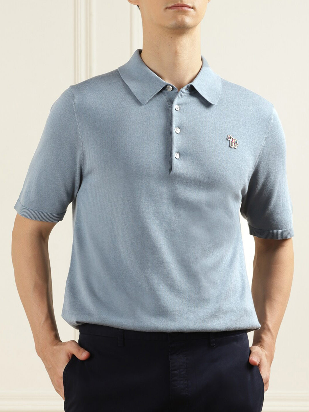 

PS By Paul Smith Polo Collar Regular Fit Cotton T-shirt, Blue