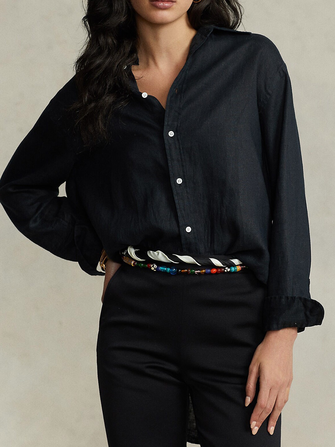 

Polo Ralph Lauren Relaxed-Fit Linen Casual Shirts, Black