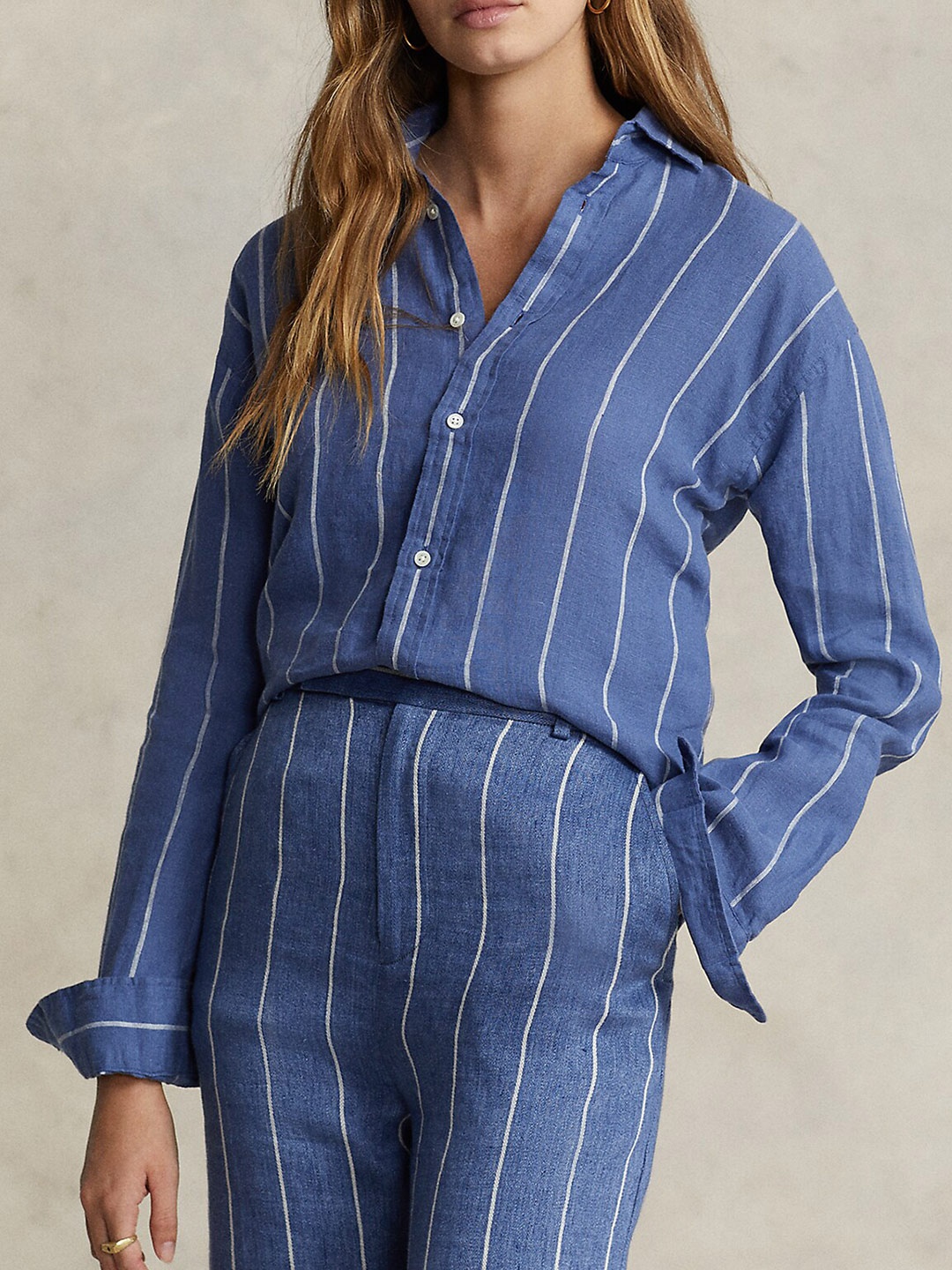 

Polo Ralph Lauren Striped Relaxed-Fit Linen Shirt, Blue