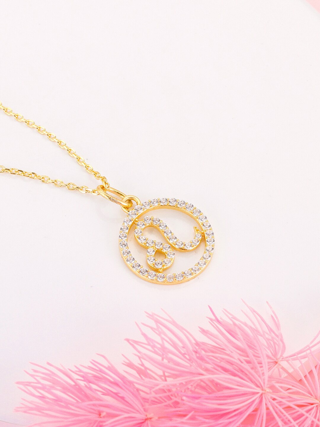 

GIVA 925 Sterling Silver Gold-Plated CZ-Studded Pendant With Chain