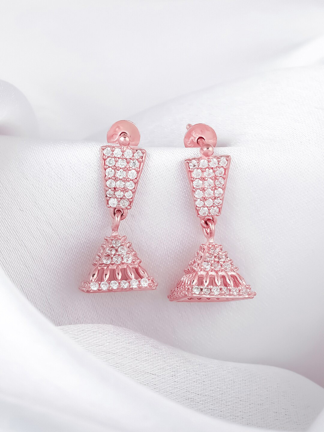 

GIVA Rose Gold-Plated Contemporary Jhumkas Earrings