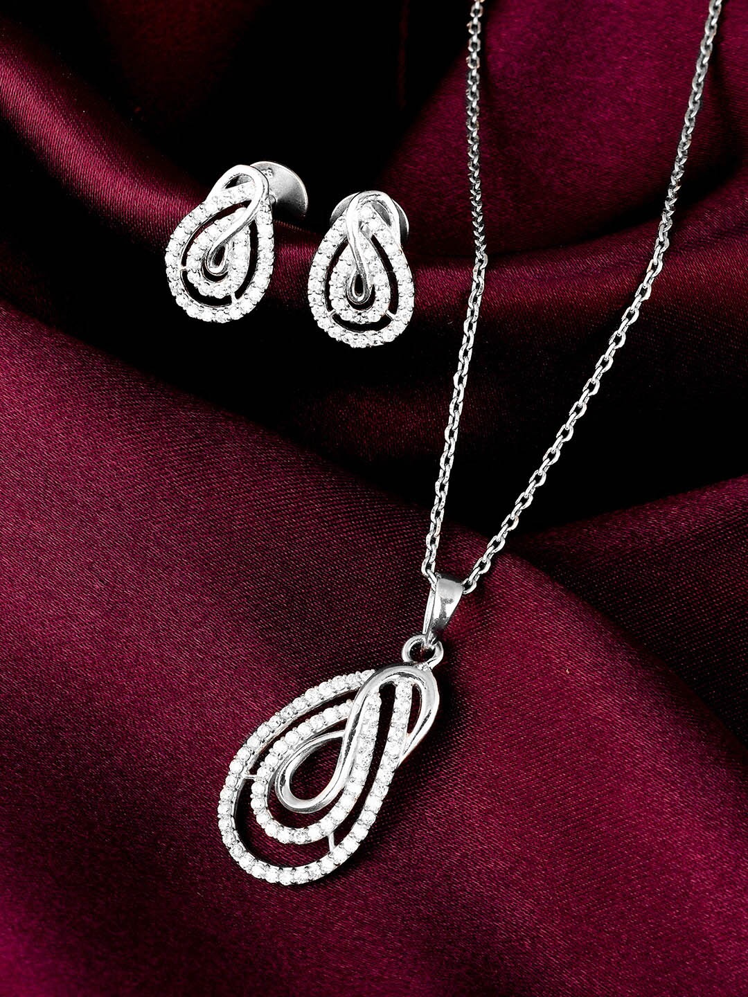 

GIVA Silver-Plated Stone Studded Jewellery Set