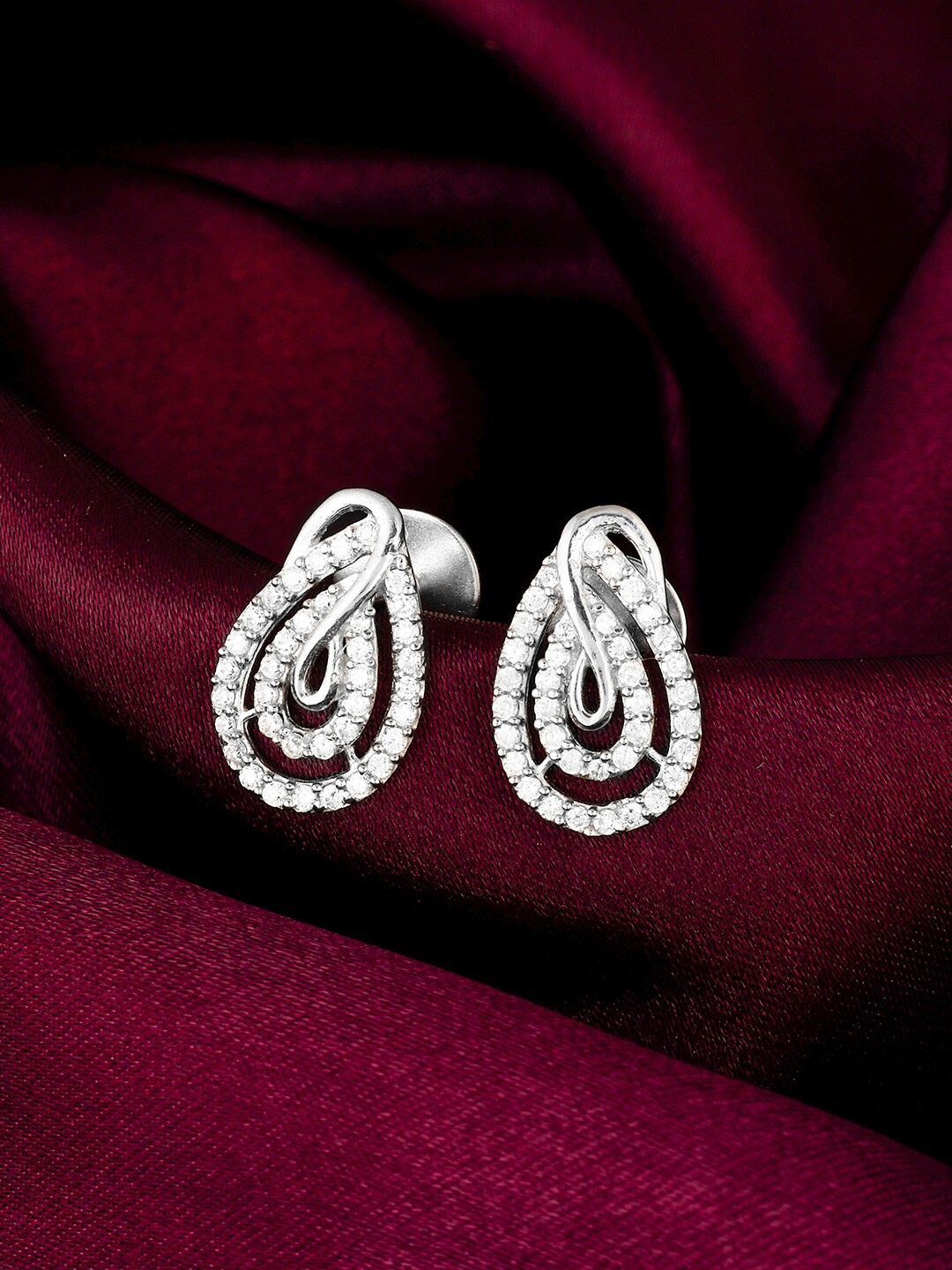 

GIVA Rhodium-Plated Contemporary Studs Earrings, Silver