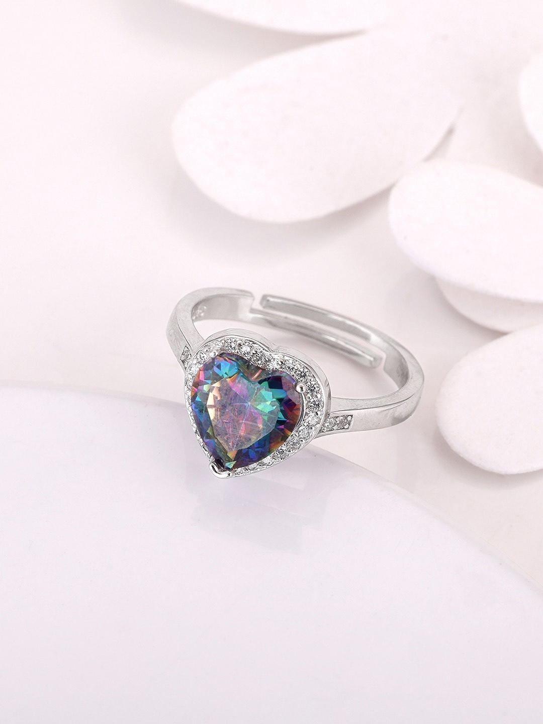 

GIVA 925 Sterling Silver Rhodium-Plated CZ-Studded Finger Ring