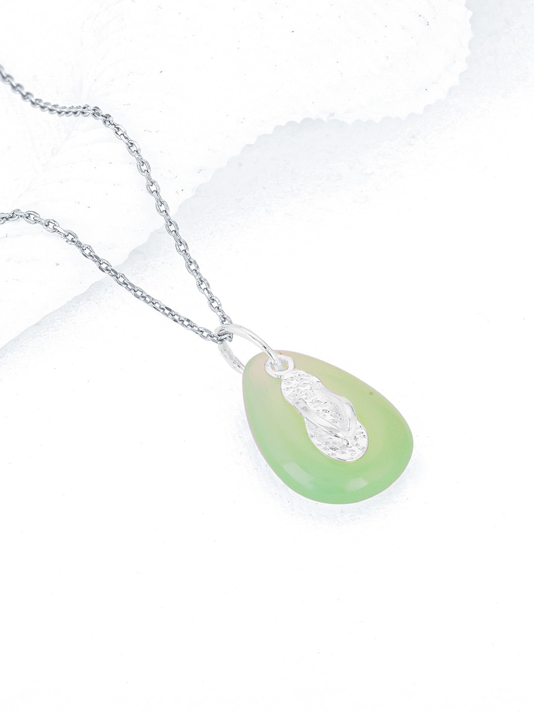 

GIVA 925 Sterling Silver Rhodium-Plated Stone-Studded Pendant With Chain