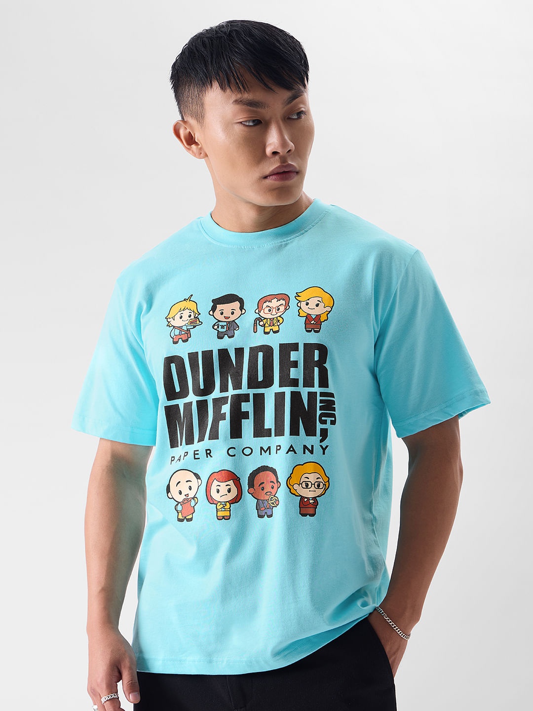 

The Souled Store Blue Typography Printed Round Neck Cotton T-shirt
