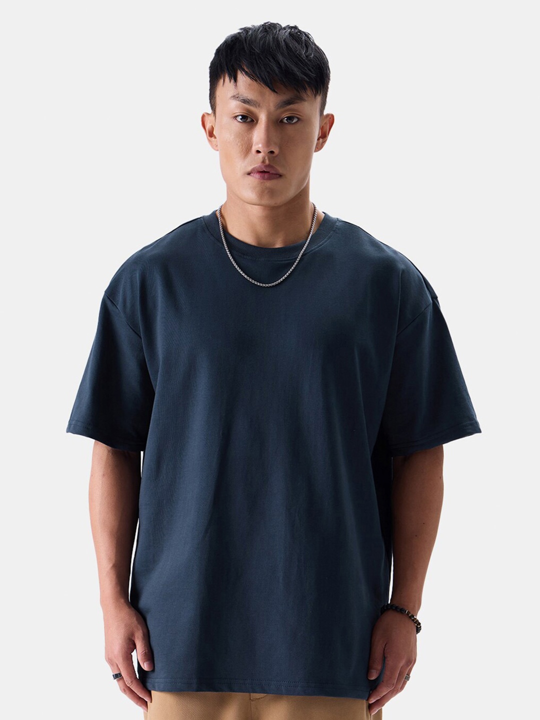 

The Souled Store Pure Cotton Oversized T-shirt, Navy blue