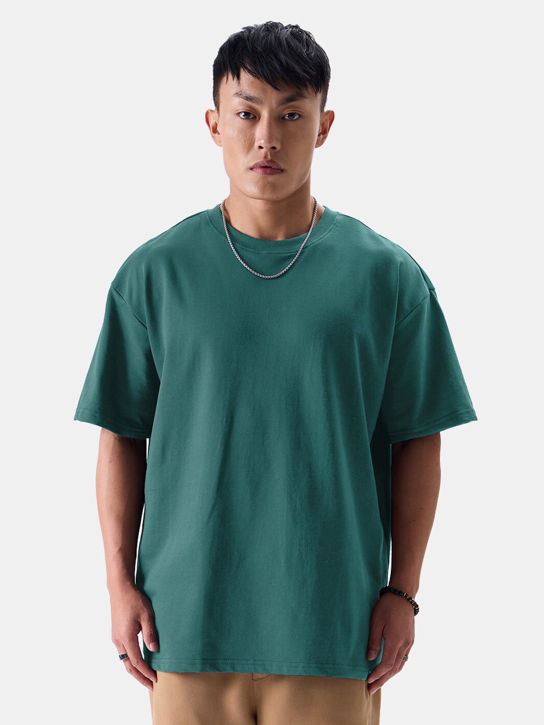 

The Souled Store Round Neck Oversized Pure Cotton T-shirt, Teal
