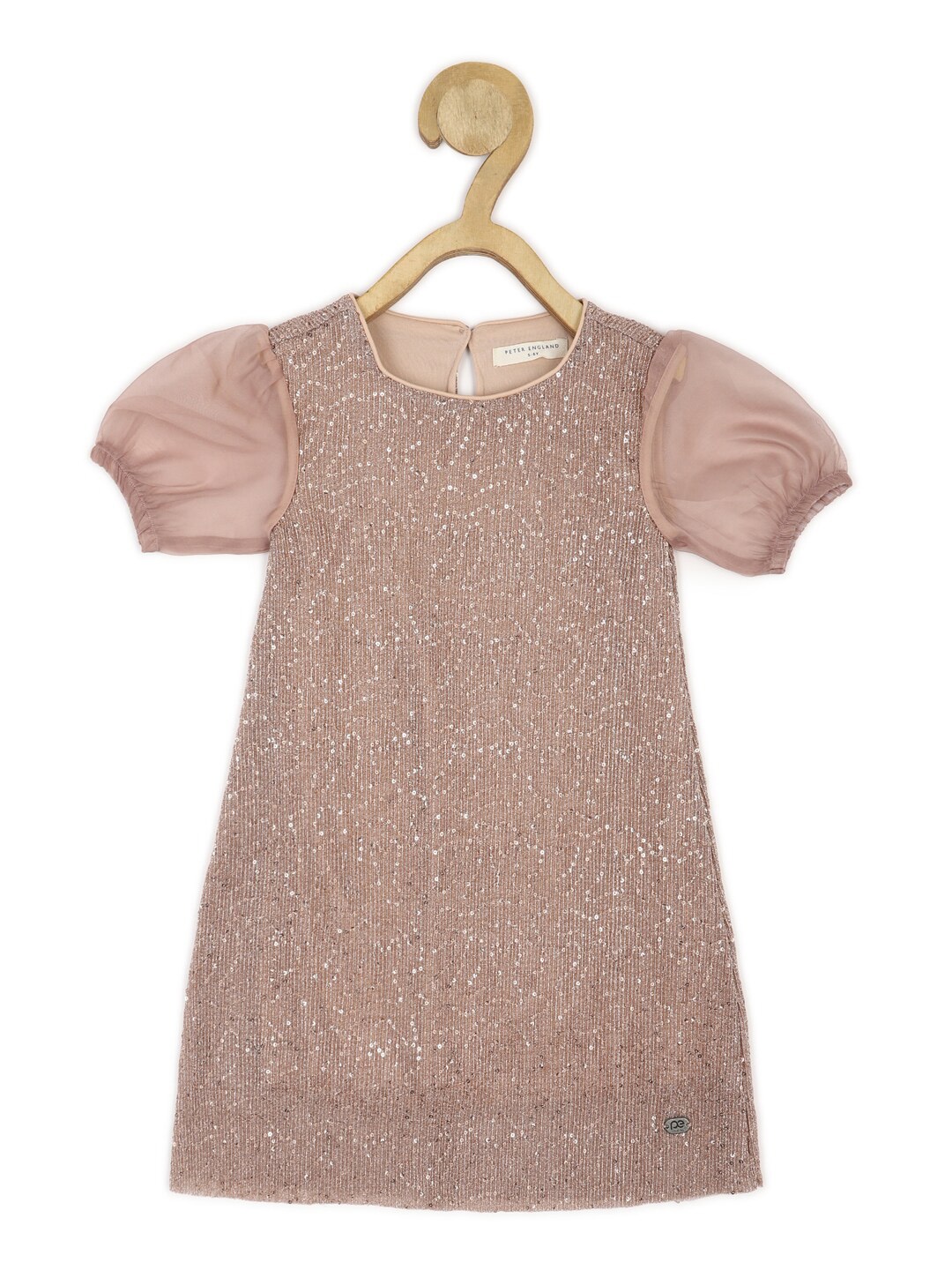 

Peter England Girls Puff Sleeve A-Line Mini Dress, Beige