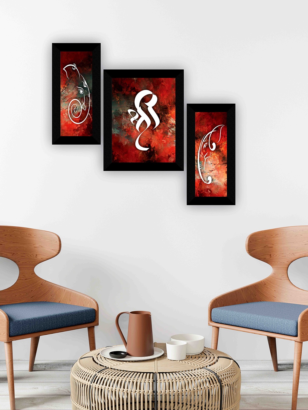 

SAF Red & Brown 3-Pieces Lord Ganesha Printed Framed Wall Art