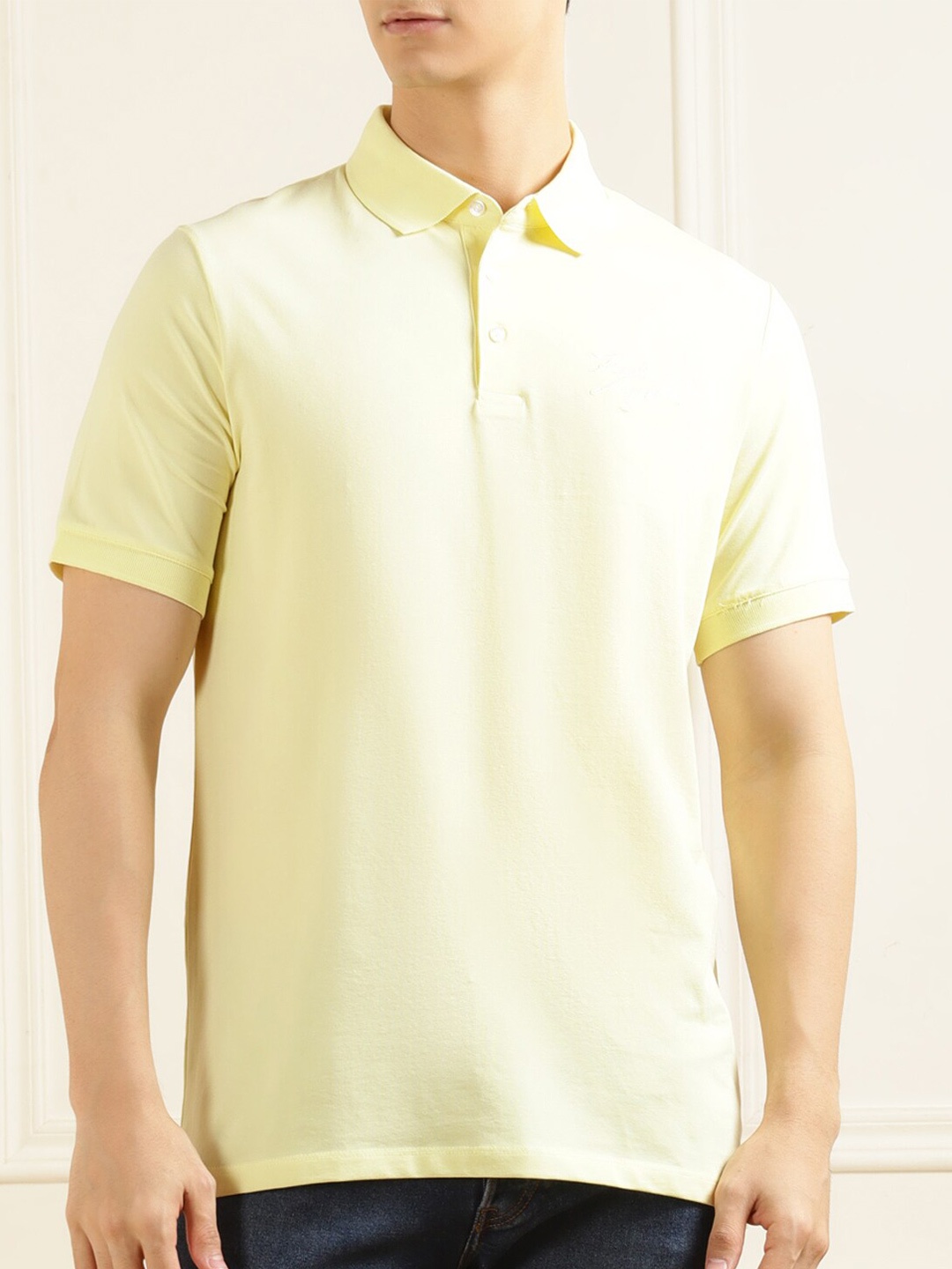 

Karl Lagerfeld Polo Collar Cotton T-shirt, Yellow