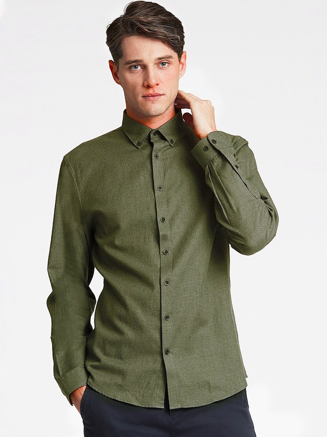 

LINDBERGH Slim Fit Cotton Casual Shirt, Olive