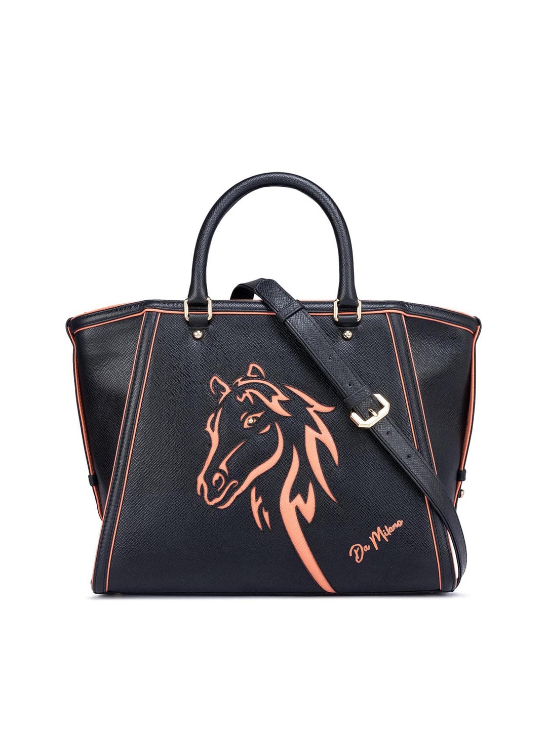 

Da Milano Leather Structured Handheld Bag, Black