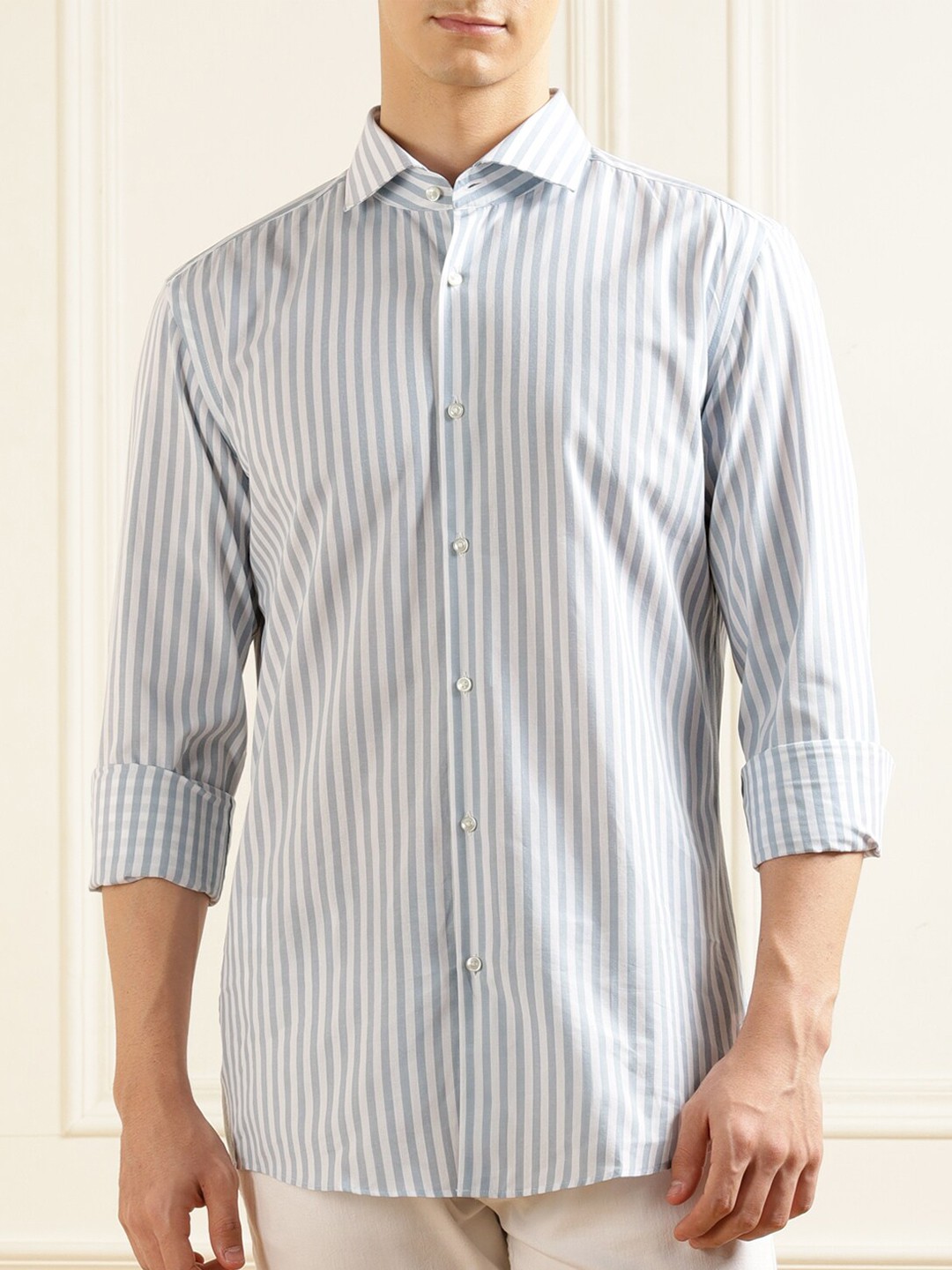 

HUGO Vertical Striped Pure Cotton Casual Shirt, Blue