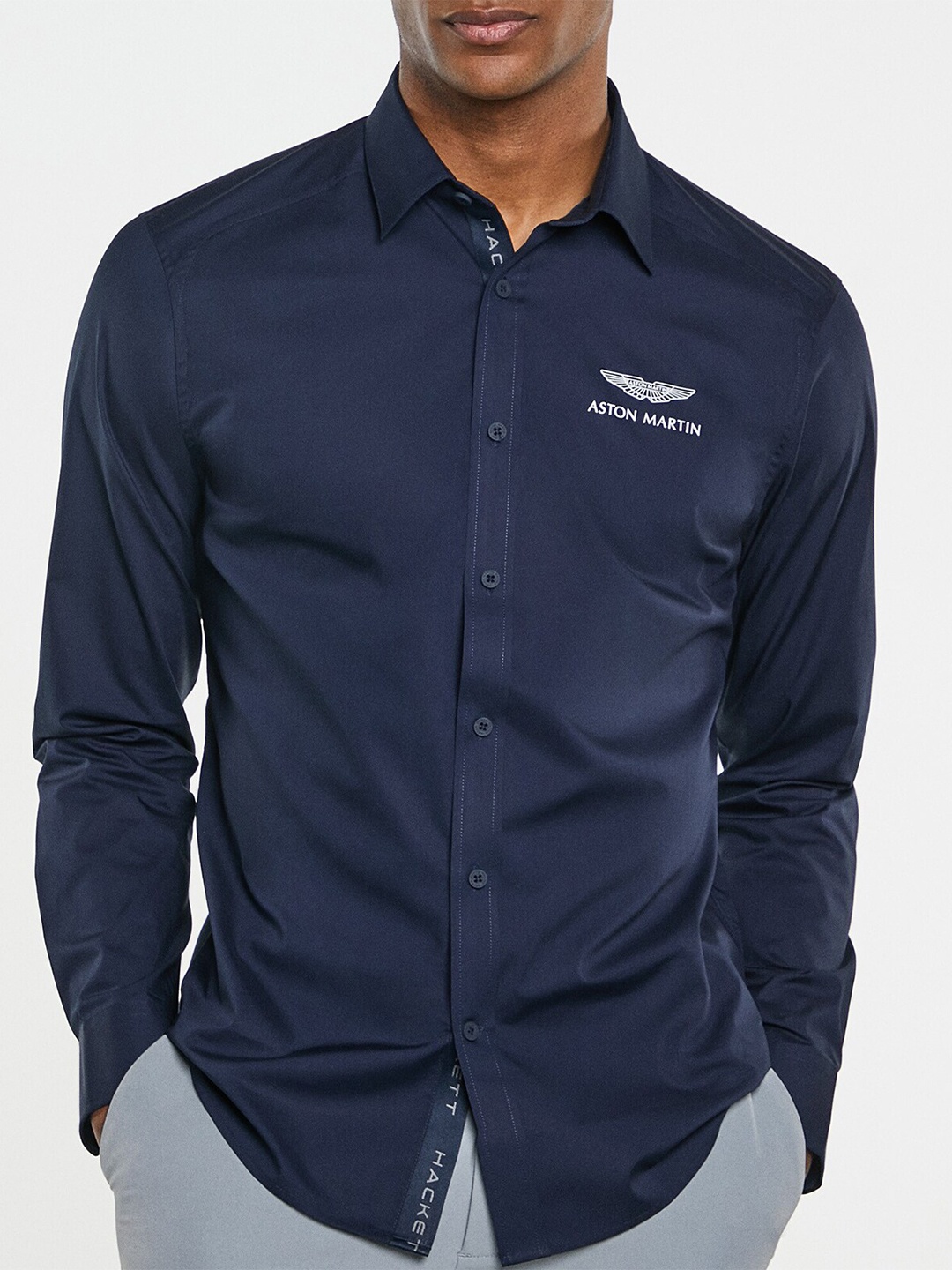 

HACKETT LONDON Slim Fit Pure Cotton Casual Shirt, Navy blue