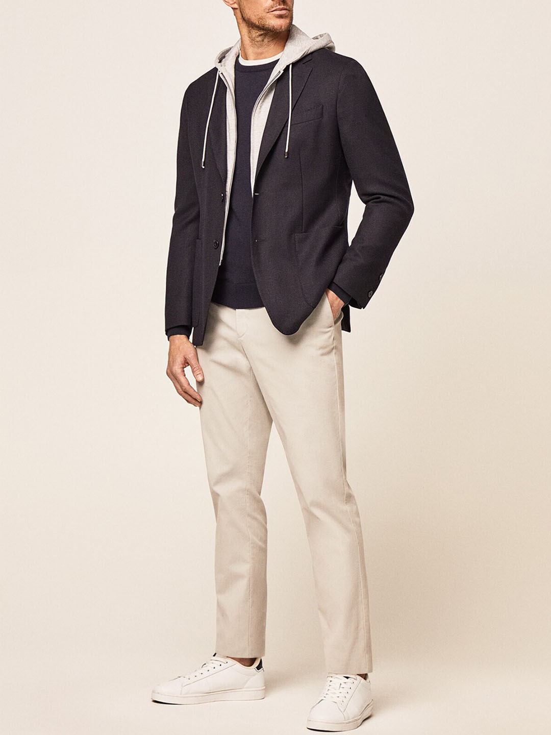 

HACKETT LONDON Single-Breasted Blazer With Hood, Navy blue