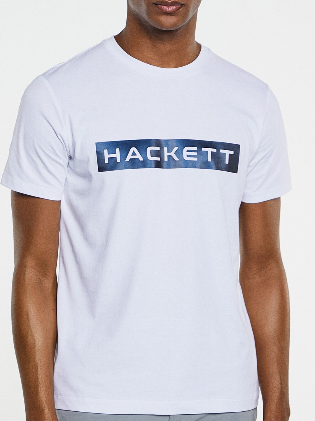 

HACKETT LONDON Typography Round Neck Pure Cotton T-shirt, White