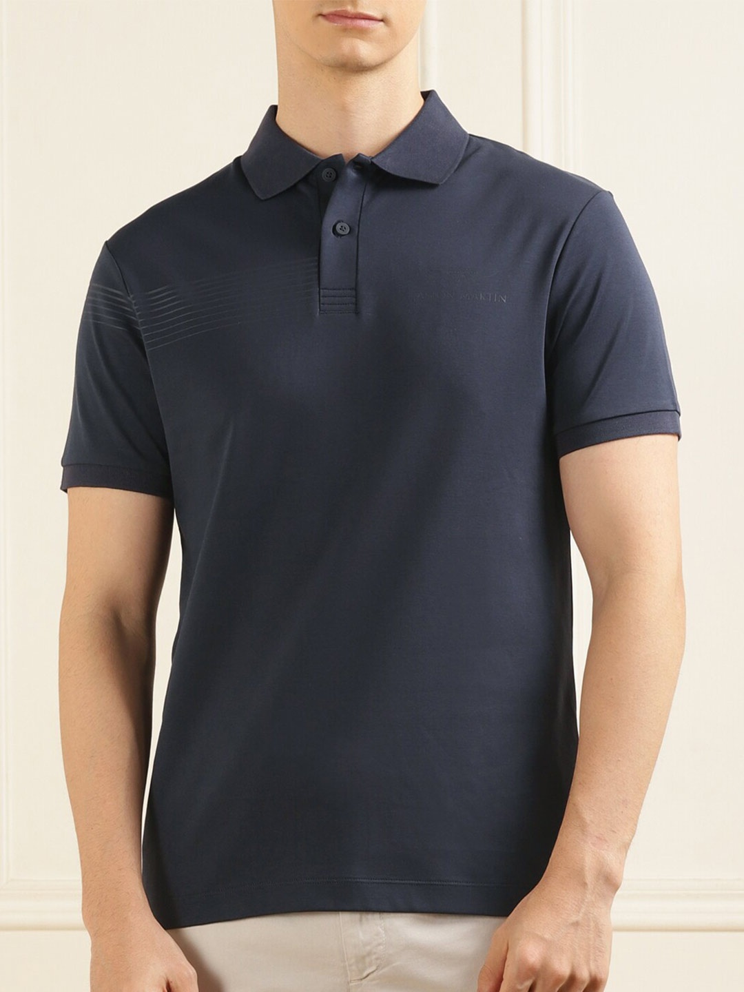 

HACKETT LONDON Polo Collar Pure Cotton T-Shirt, Navy blue