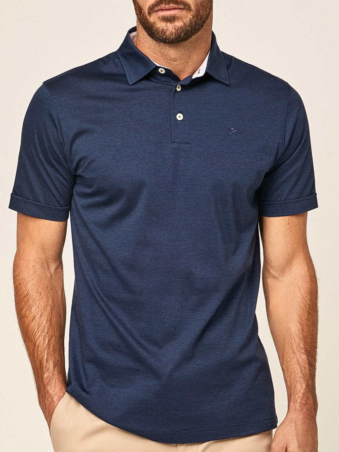 

HACKETT LONDON Half Sleeve Pure Cotton Polo T-shirt, Navy blue