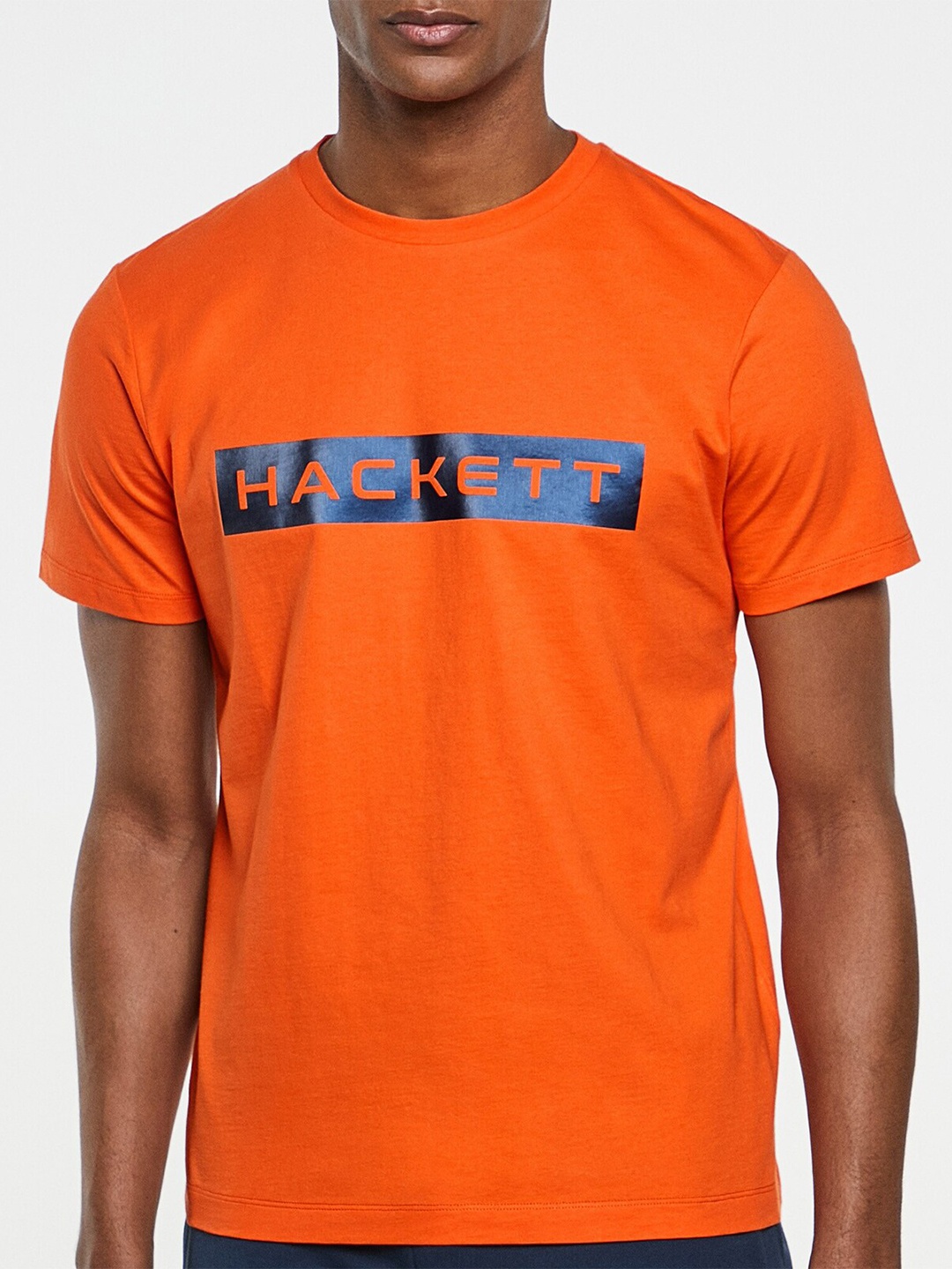 

HACKETT LONDON Typography Round Neck Pure Cotton T-shirt, Orange
