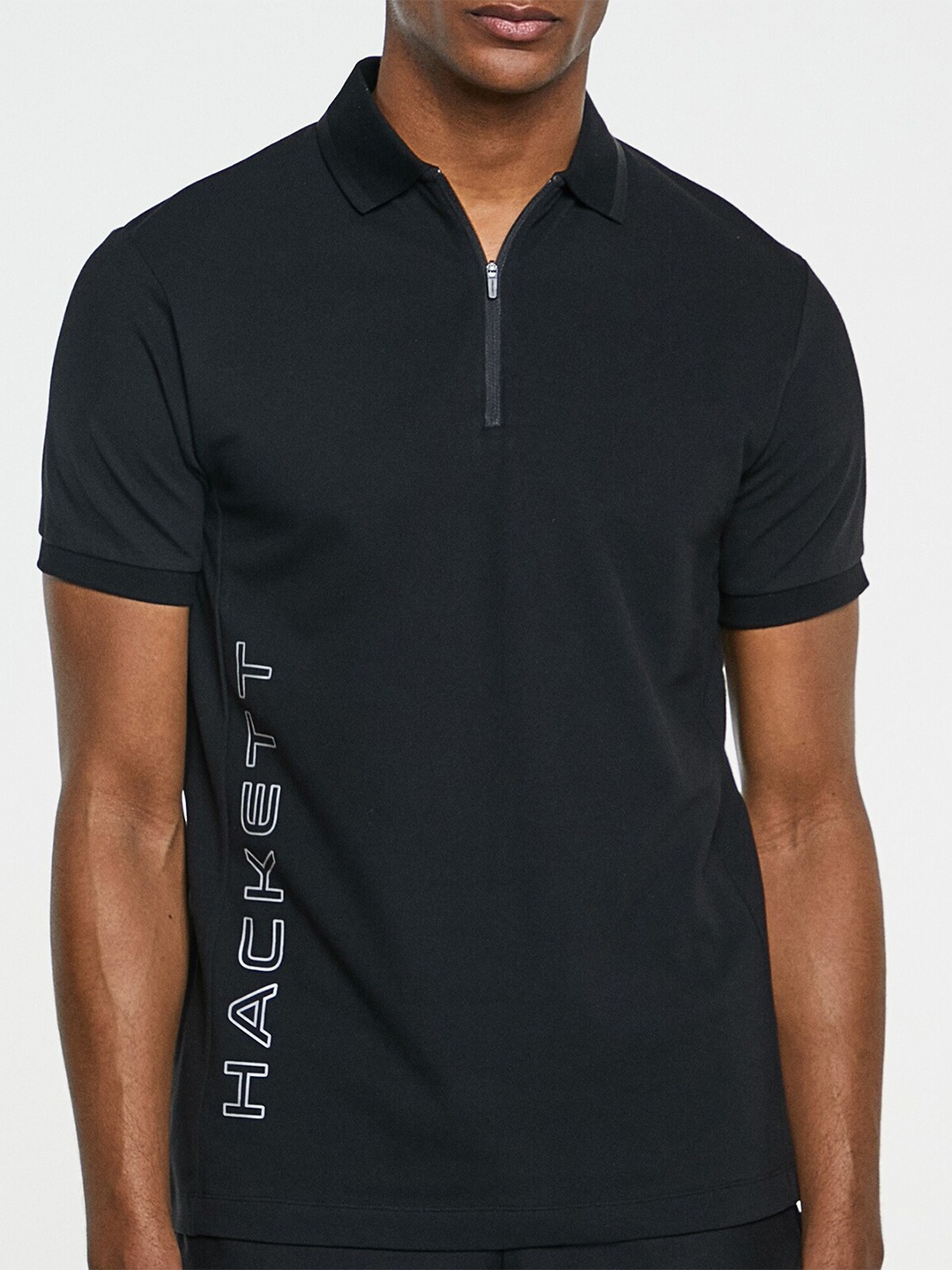 

HACKETT LONDON Typography Half Sleeve Polo T-shirt, Black