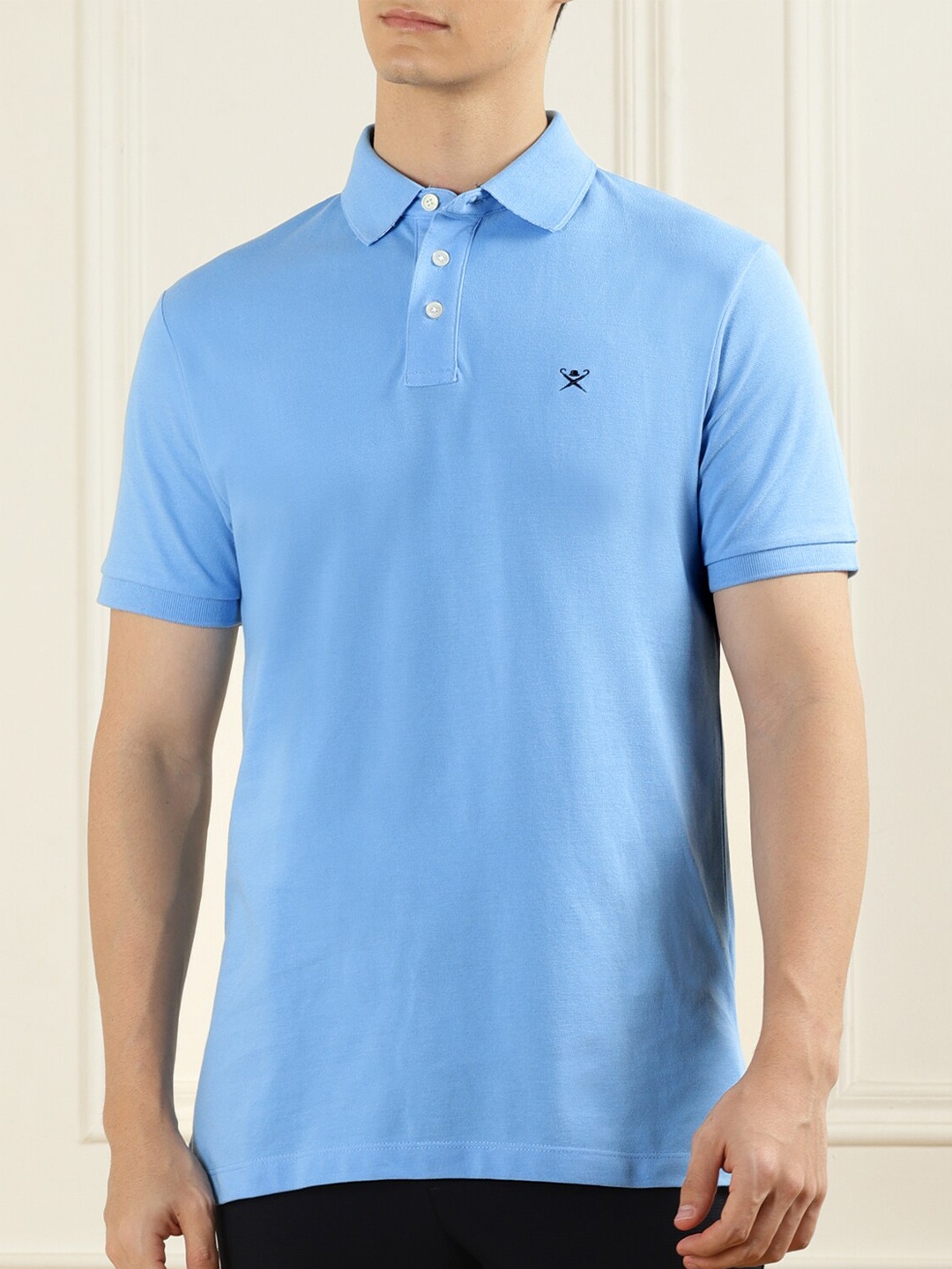 

HACKETT LONDON Half Sleeve Pure Cotton Polo T-shirt, Blue