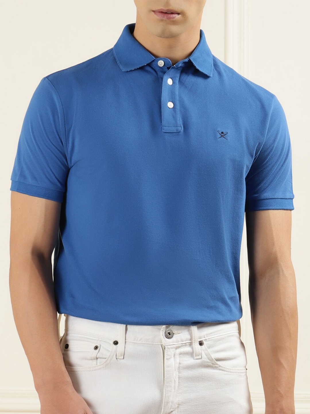 

HACKETT LONDON Half Sleeve Pure Cotton Polo T-shirt, Blue