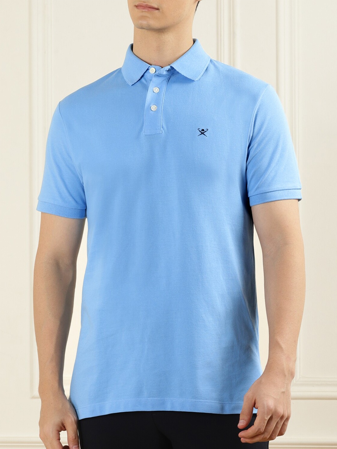 

HACKETT LONDON Men Blue Polo Collar Applique T-shirt