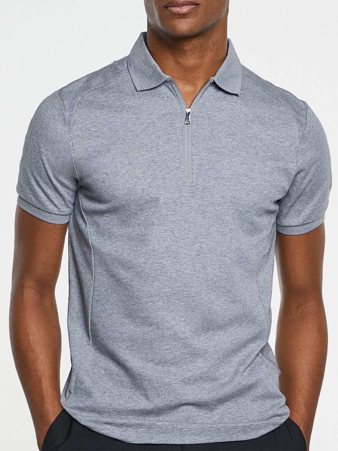 

HACKETT LONDON Polo Collar Pure Cotton T-shirt, Grey melange