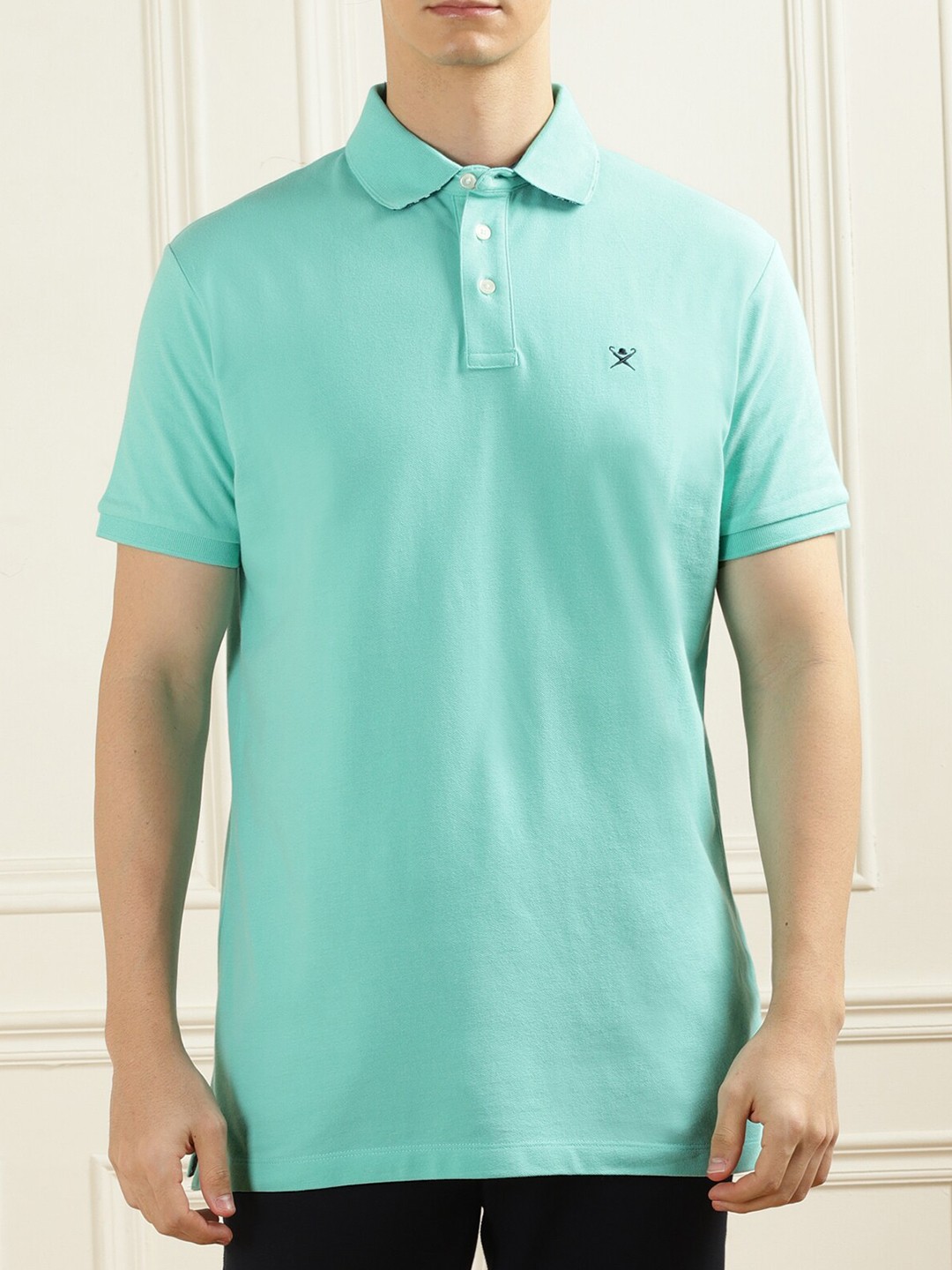 

HACKETT LONDON Half Sleeve Pure Cotton Polo T-shirt, Blue