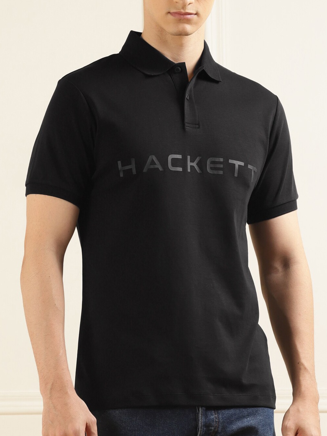 

HACKETT LONDON Typography Printed Pure Cotton T-shirt, Black