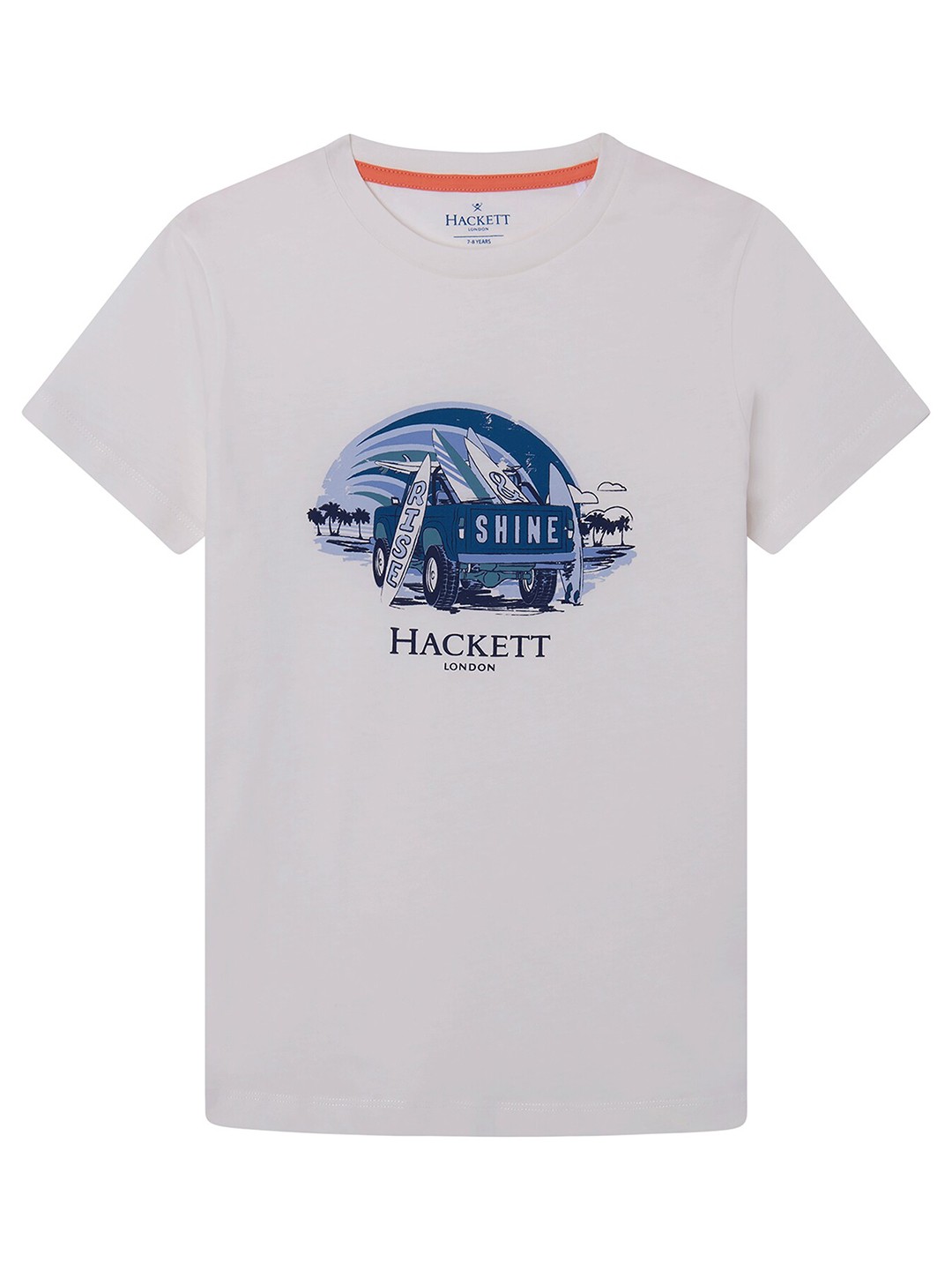 

HACKETT LONDON Boys Graphic Printed Slim Fit Cotton T-shirt, White
